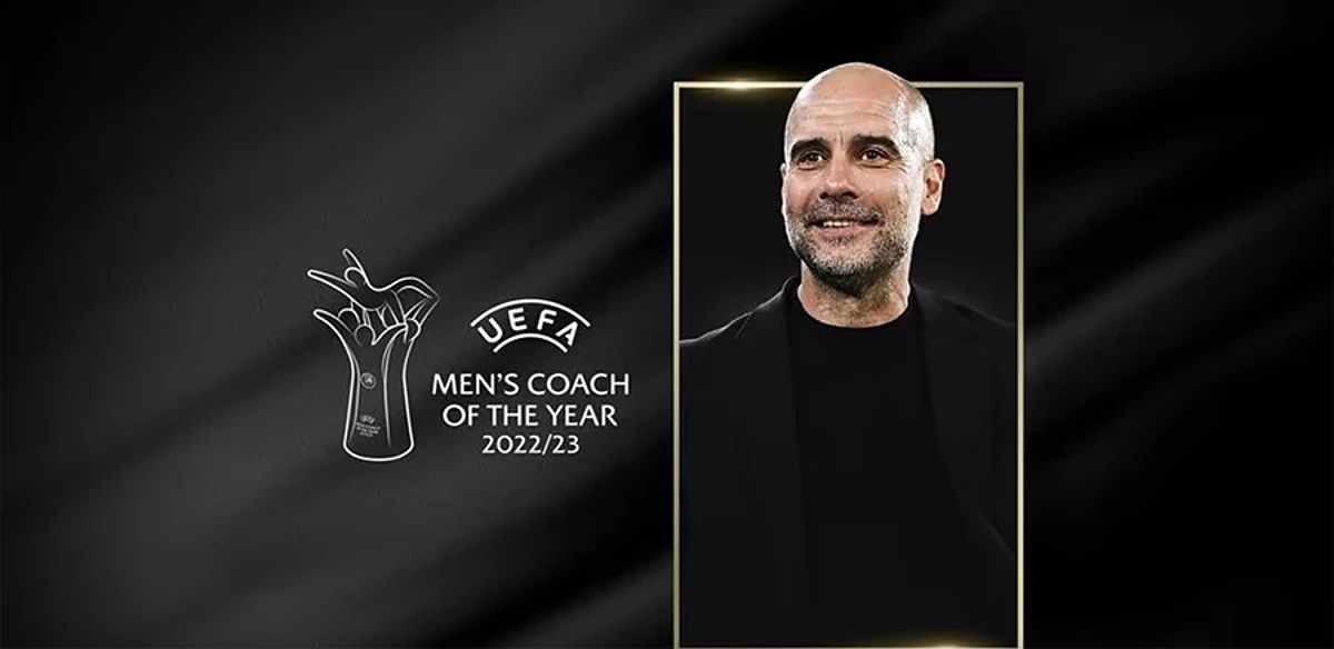 Pep Guardiola là HLV xuất sắc nhất mùa giải. ẢNH: UEFA