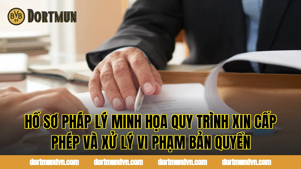 Hồ sơ pháp lý minh họa quy trình xin cấp phép và xử lý vi phạm bản quyền