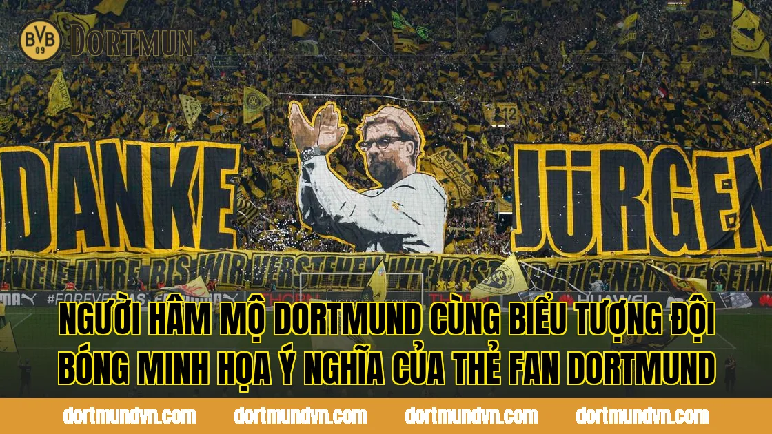 Người hâm mộ Dortmund cùng biểu tượng đội bóng minh họa ý nghĩa của thẻ fan Dortmund