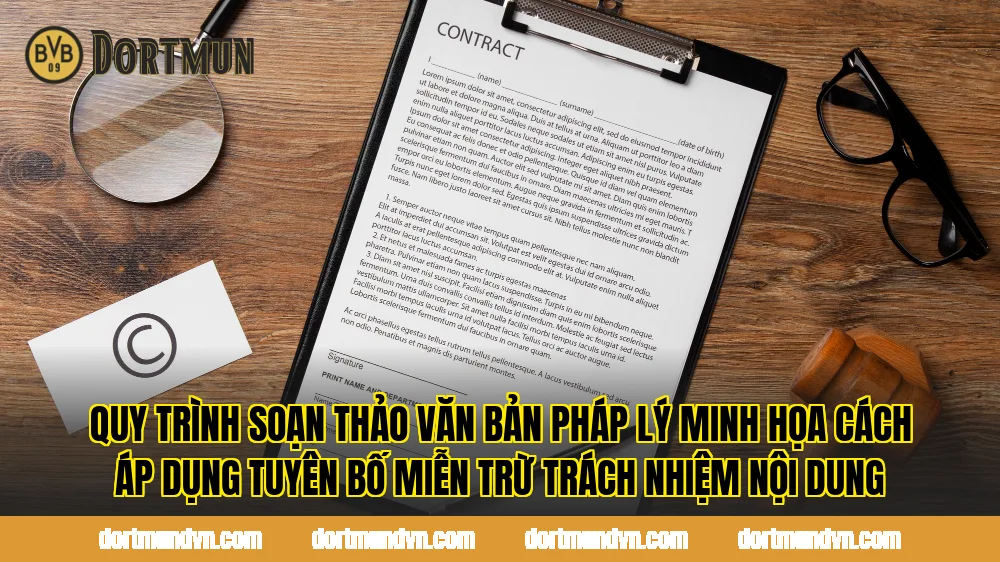 Quy trình soạn thảo văn bản pháp lý minh họa cách áp dụng tuyên bố miễn trừ trách nhiệm nội dung